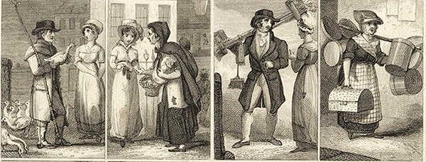 Historic Engraving of Various Regency Merchants